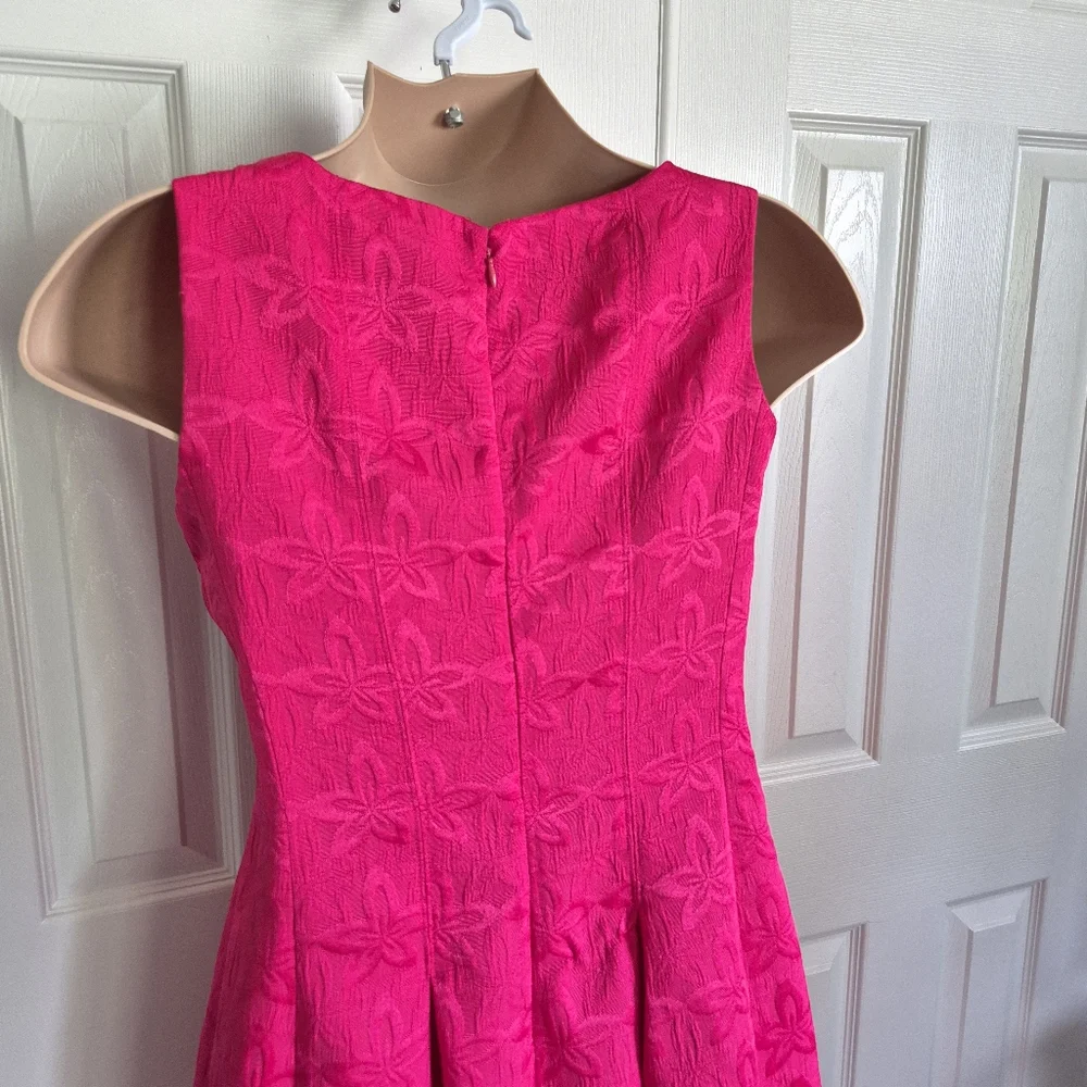 Jones Wear Dress Hot Pink Floral Texture A Line Sleeveless Pleated Dress 12 - Picture 10 of 10